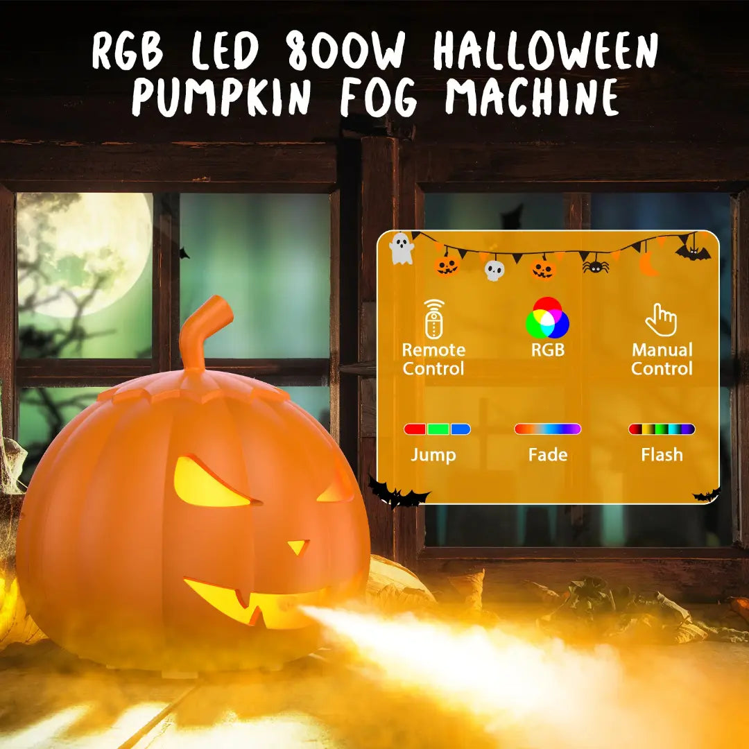 Fieryzeal Pumpkin Fog Machine with Remote Control and RGB LED Lights