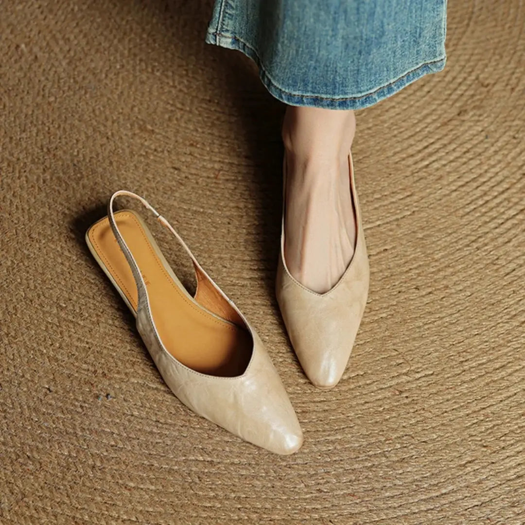 Aveline Genuine Leather Slingback Flats
