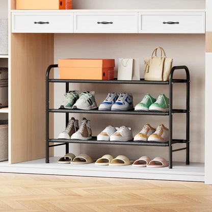 3 Tier Metal Shoe Rack - Durable, Space Saving Storage Solution