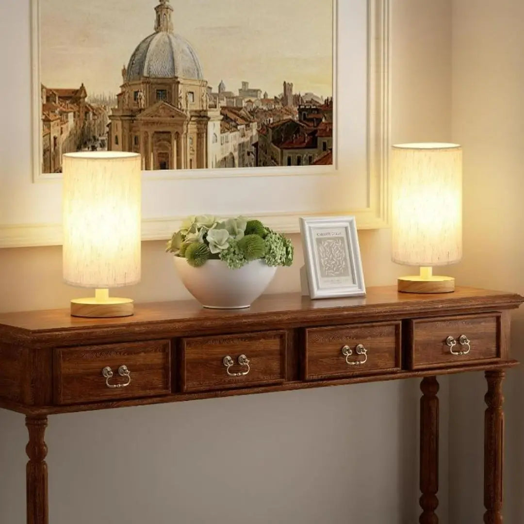 Bedside Table Lamp - Compact Warm Light with Simple Button Switch