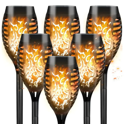FlameGlow Solar Torch Lights - Flickering Flame Effect Garden Lamps