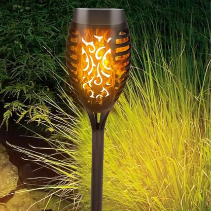 FlameGlow Solar Torch Lights - Flickering Flame Effect Garden Lamps