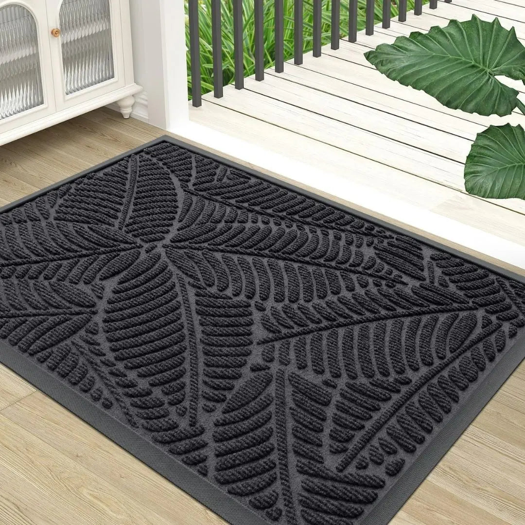 HomaxyGuard Outdoor Dirt Trapper Mat - Heavy-Duty Rubber Backed Mat for Front Door and Garden