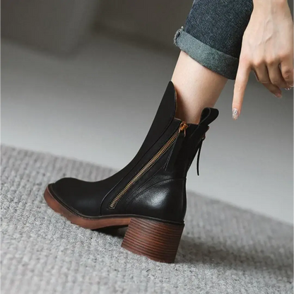 Monroe Leather Zip Ankle Boots