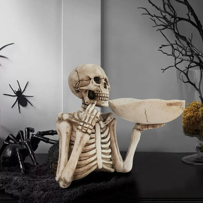 Halloween Skull Tray - Resin Skeleton Candy Bowl Decoration