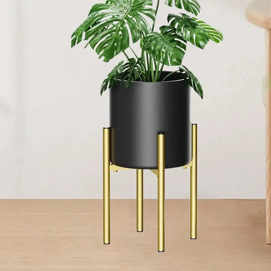 Adjustable Gold Plant Stand - Indoor & Outdoor Iron Flower Pot Holder