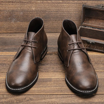 Men’s Classical Retro Leather Chukka - Turf Boots for Timeless Style