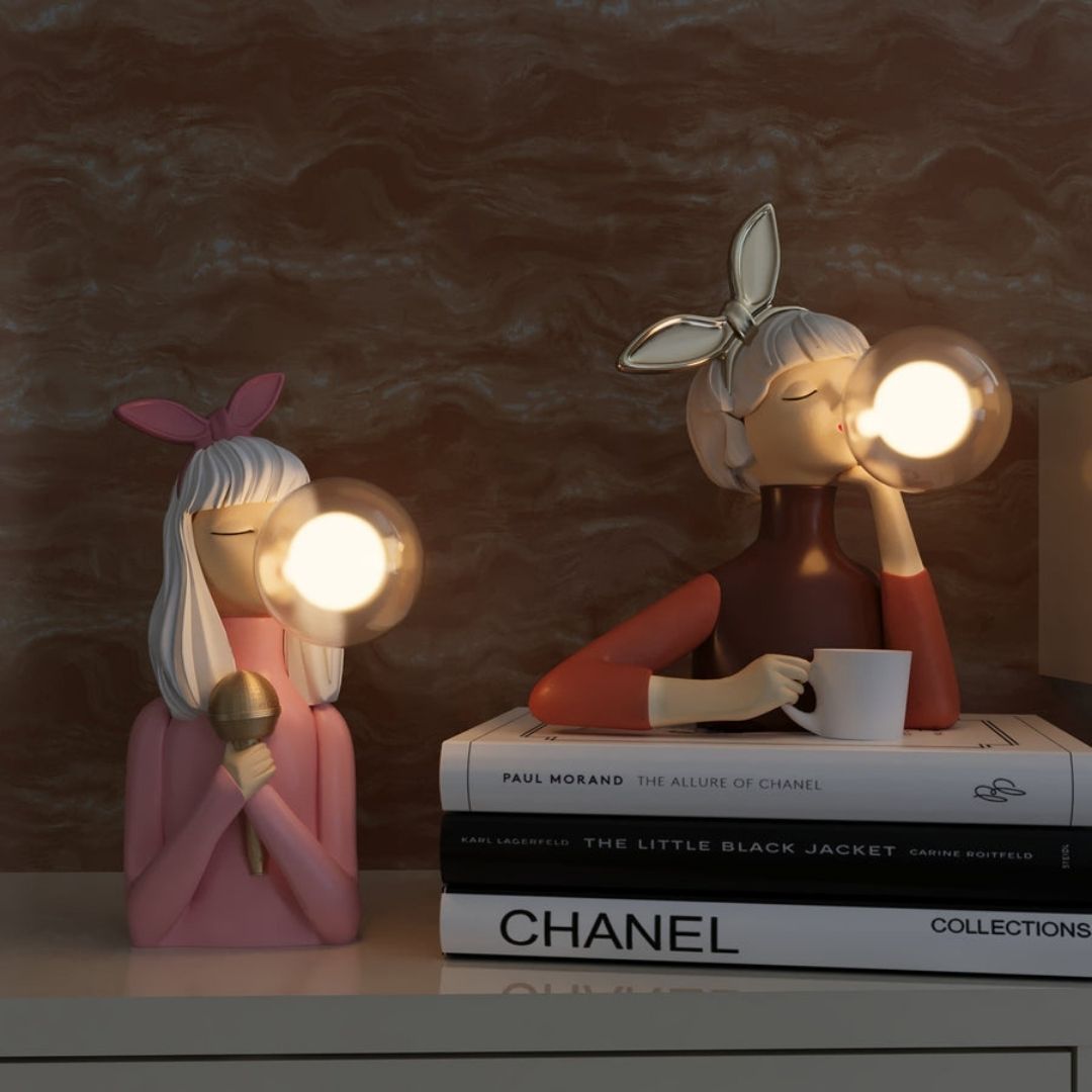 Artisan Sisters Table Lamp - Handcrafted Decorative Light with Elegant Figurine Design