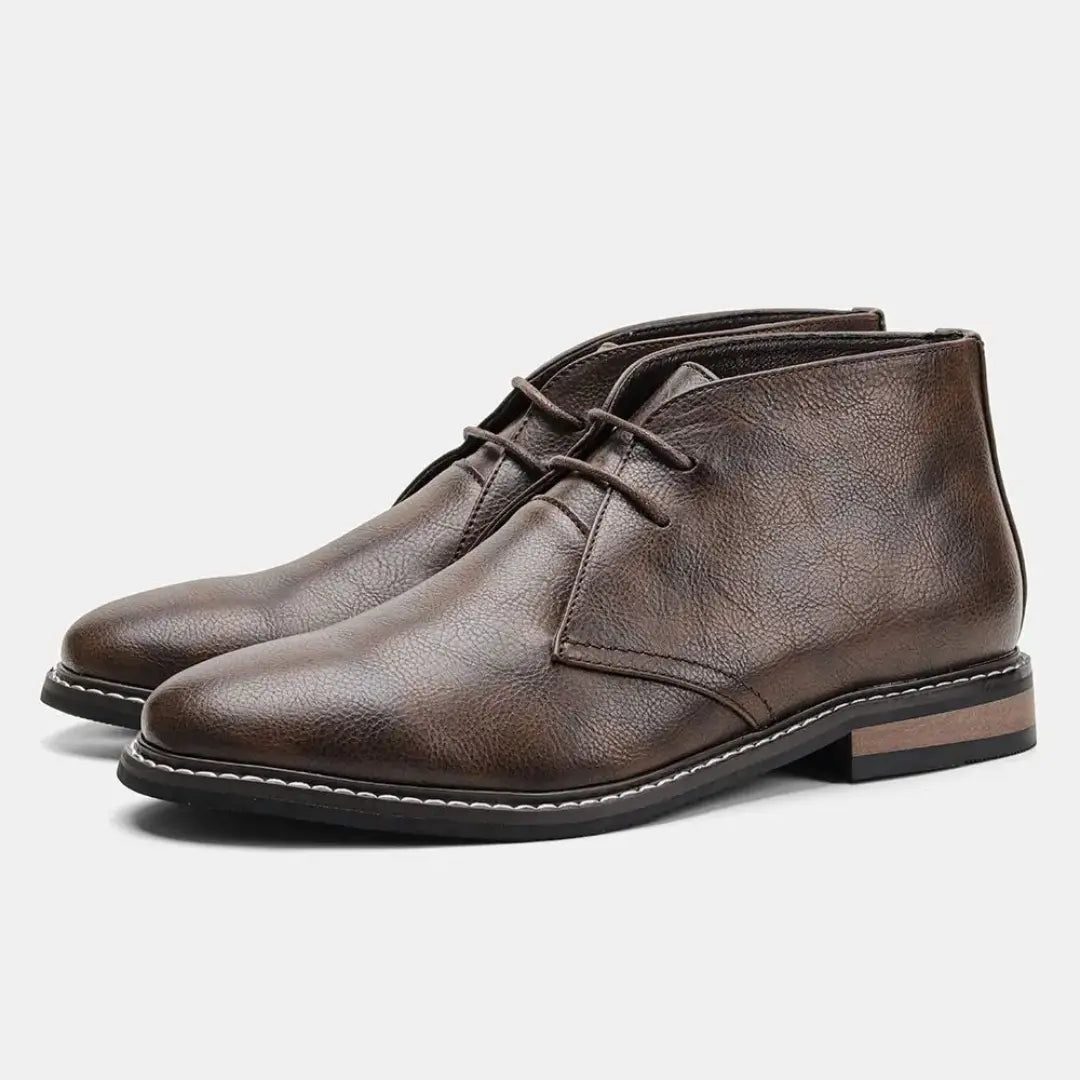Men’s Classical Retro Leather Chukka - Turf Boots for Timeless Style