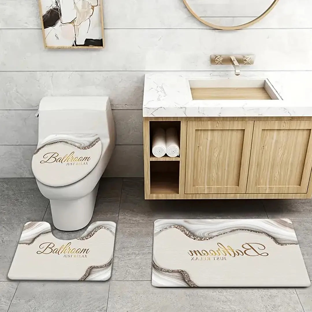 3 Piece Bathroom Anti-Slip Mat Set - Absorbent & Stylish Floor Protection