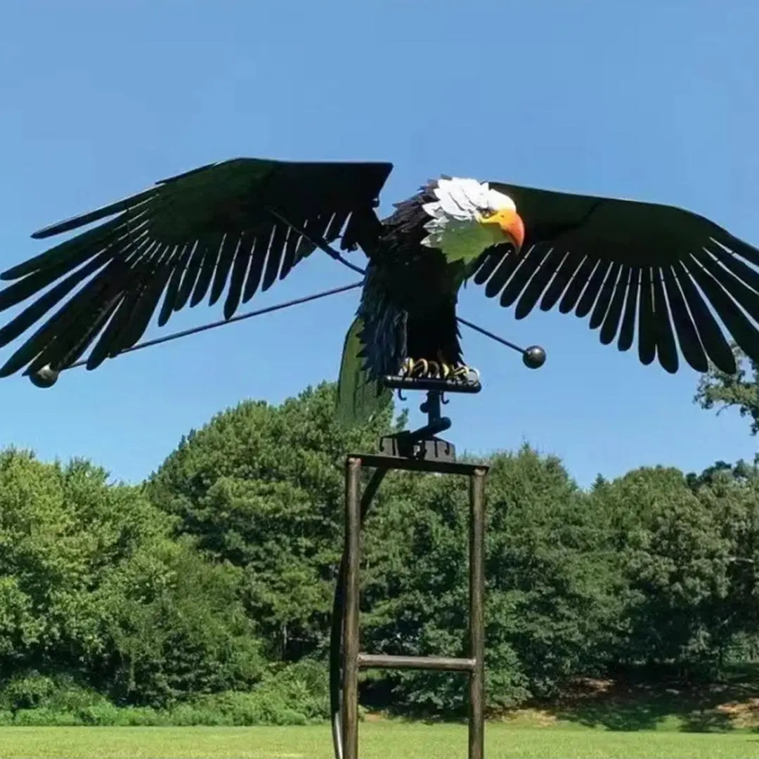 Garden Wind Spinner Metal Outdoor Ornament - Owl & Eagle Yard Decoration