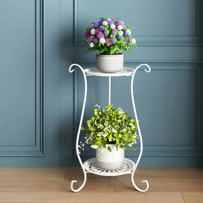 2 Tier Metal Plant Stand for Indoor and Outdoor Decor