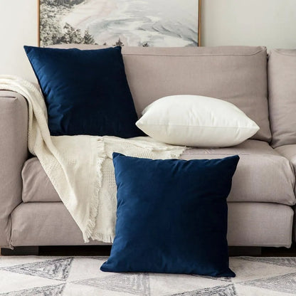 Set of 2 Blue Velvet Cushion Covers