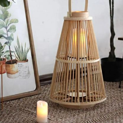 Rattan Lantern Candle Lights - Rustic Weave Charm with a Flameless Glow