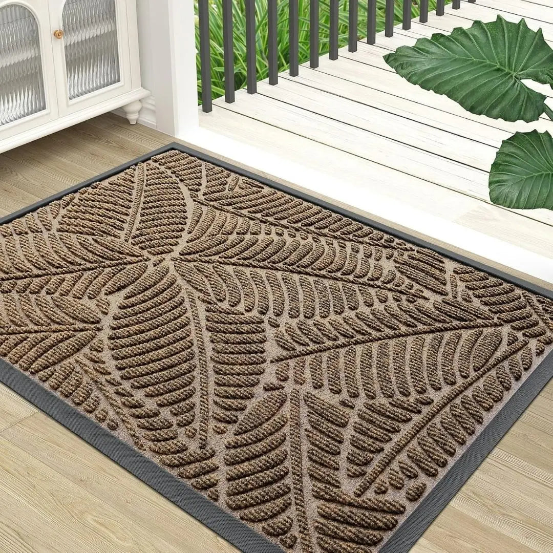 HomaxyGuard Outdoor Dirt Trapper Mat - Heavy-Duty Rubber Backed Mat for Front Door and Garden