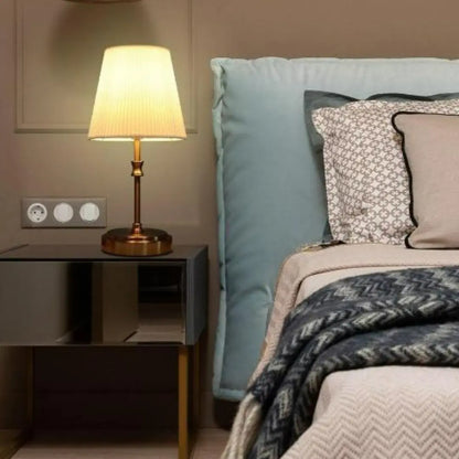 Gold Retro Bedside Lamp - 3-Way Touch Control with Dimmable LED Bulb