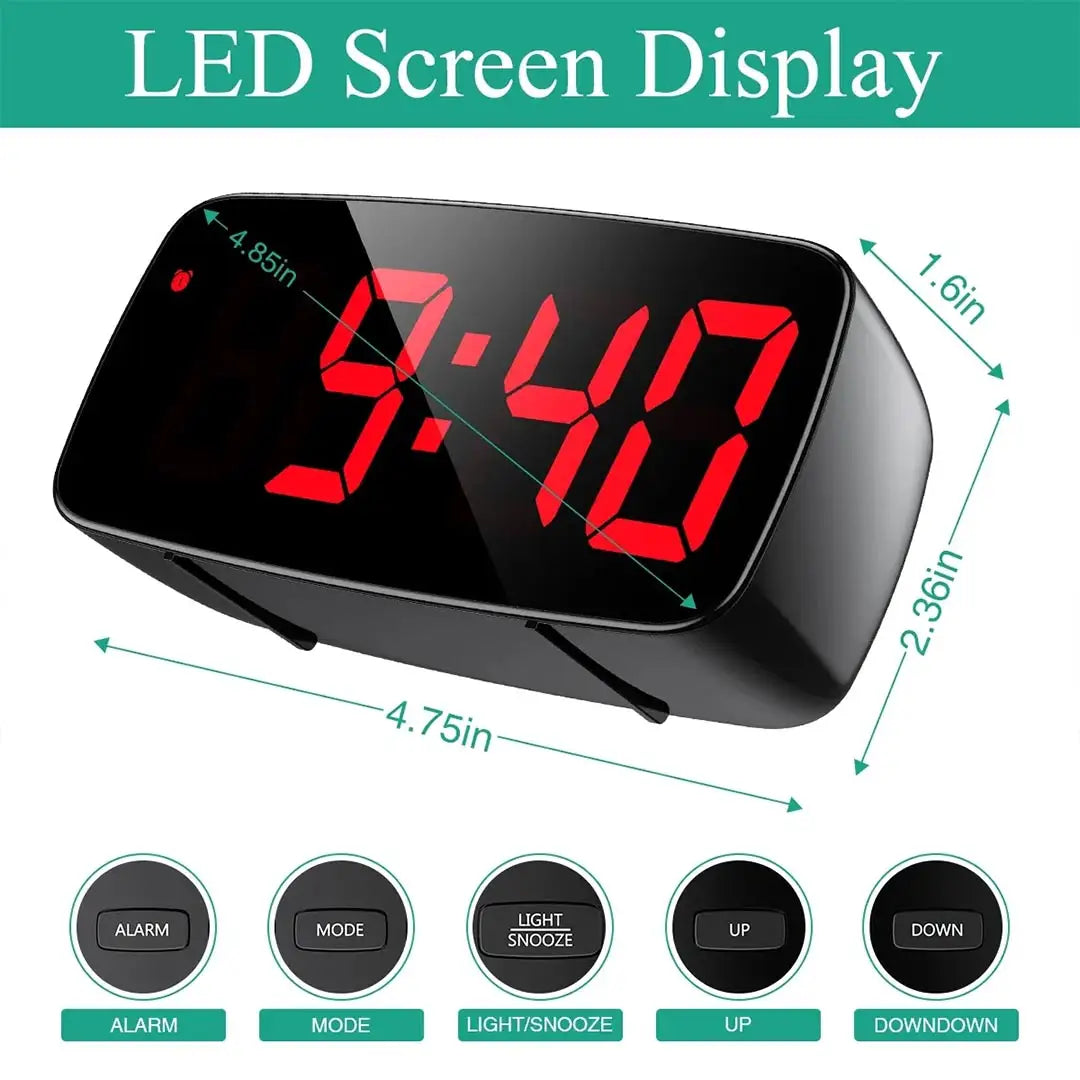 Digital LED Alarm Clock with Temperature, Date, Snooze, Voice Activation, and Night Mode