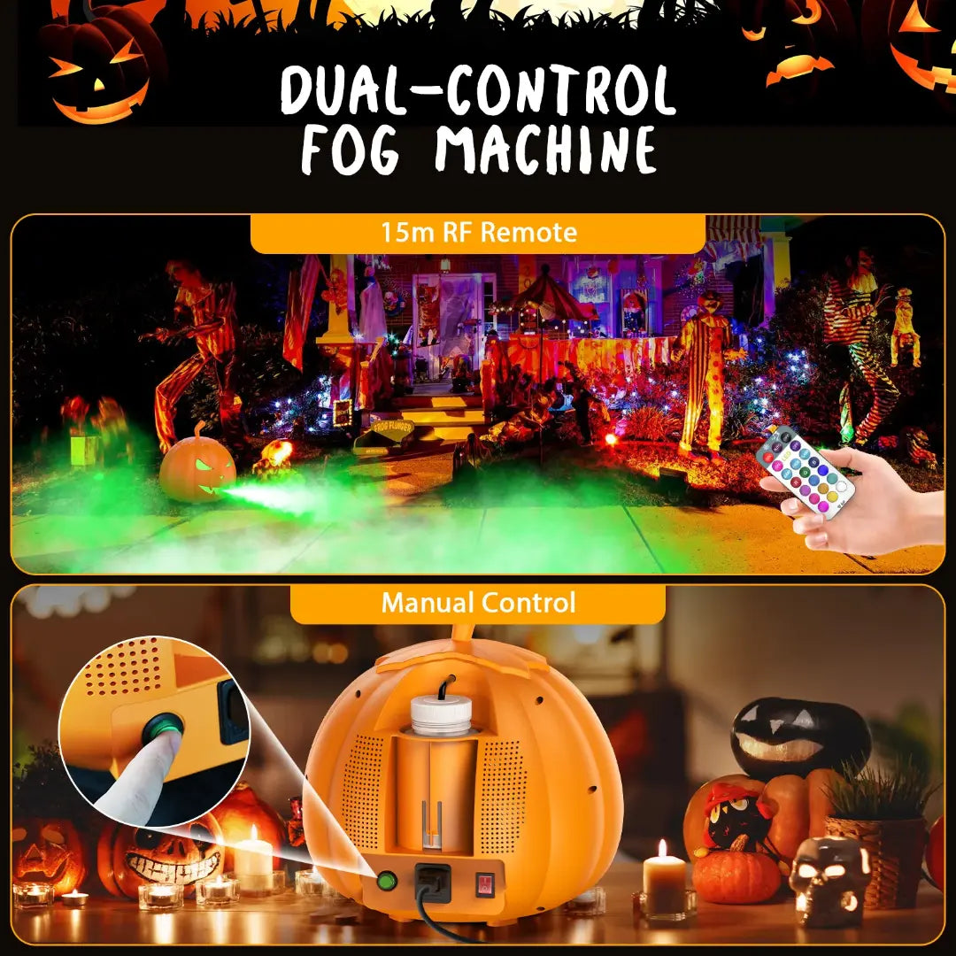 Fieryzeal Pumpkin Fog Machine with Remote Control and RGB LED Lights