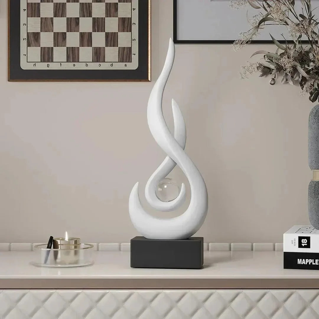 Modern Abstract Flame Sculpture - Ceramic Home Decor Piece