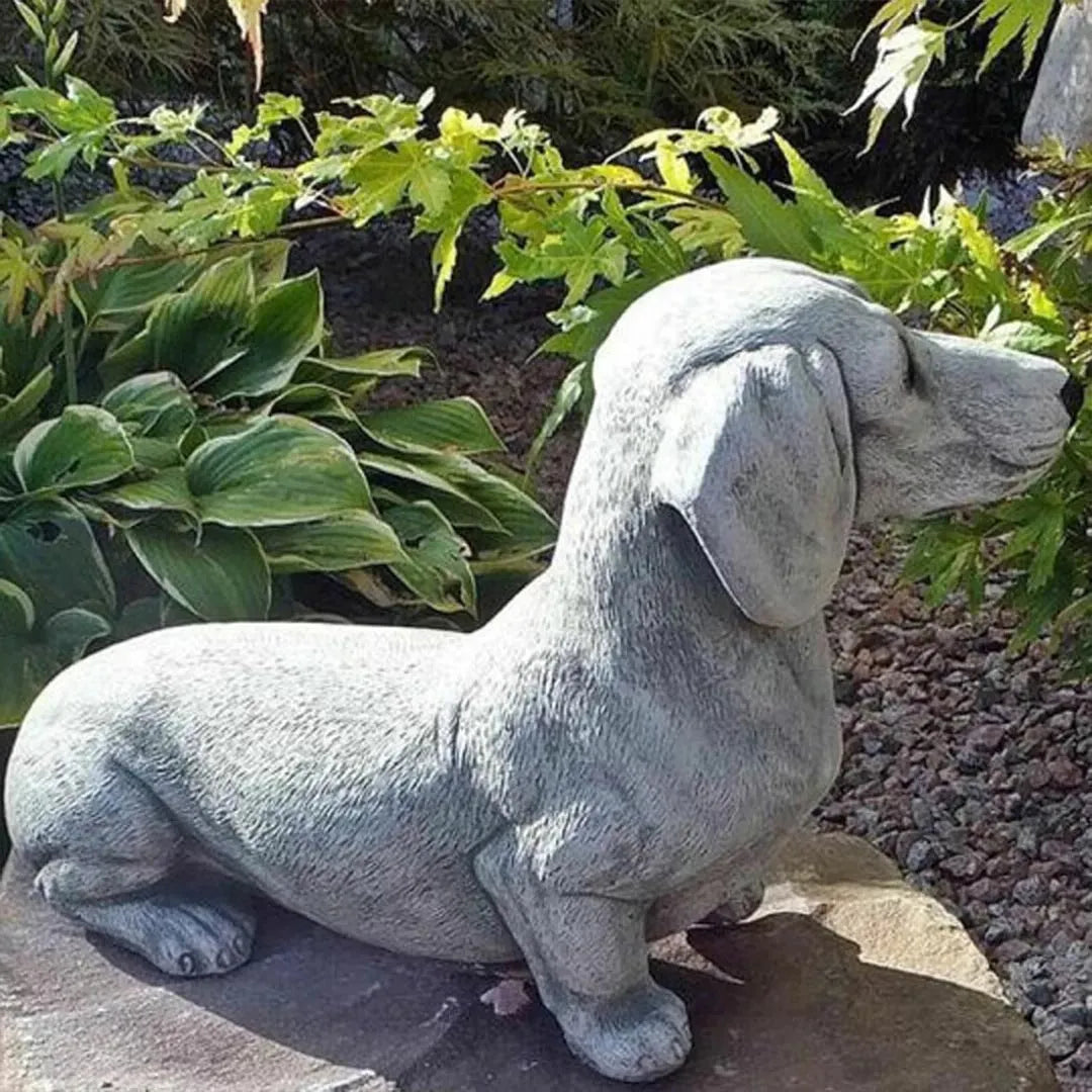 Resin Dachshund Dog Sculpture - Garden and Home Decoration Ornament