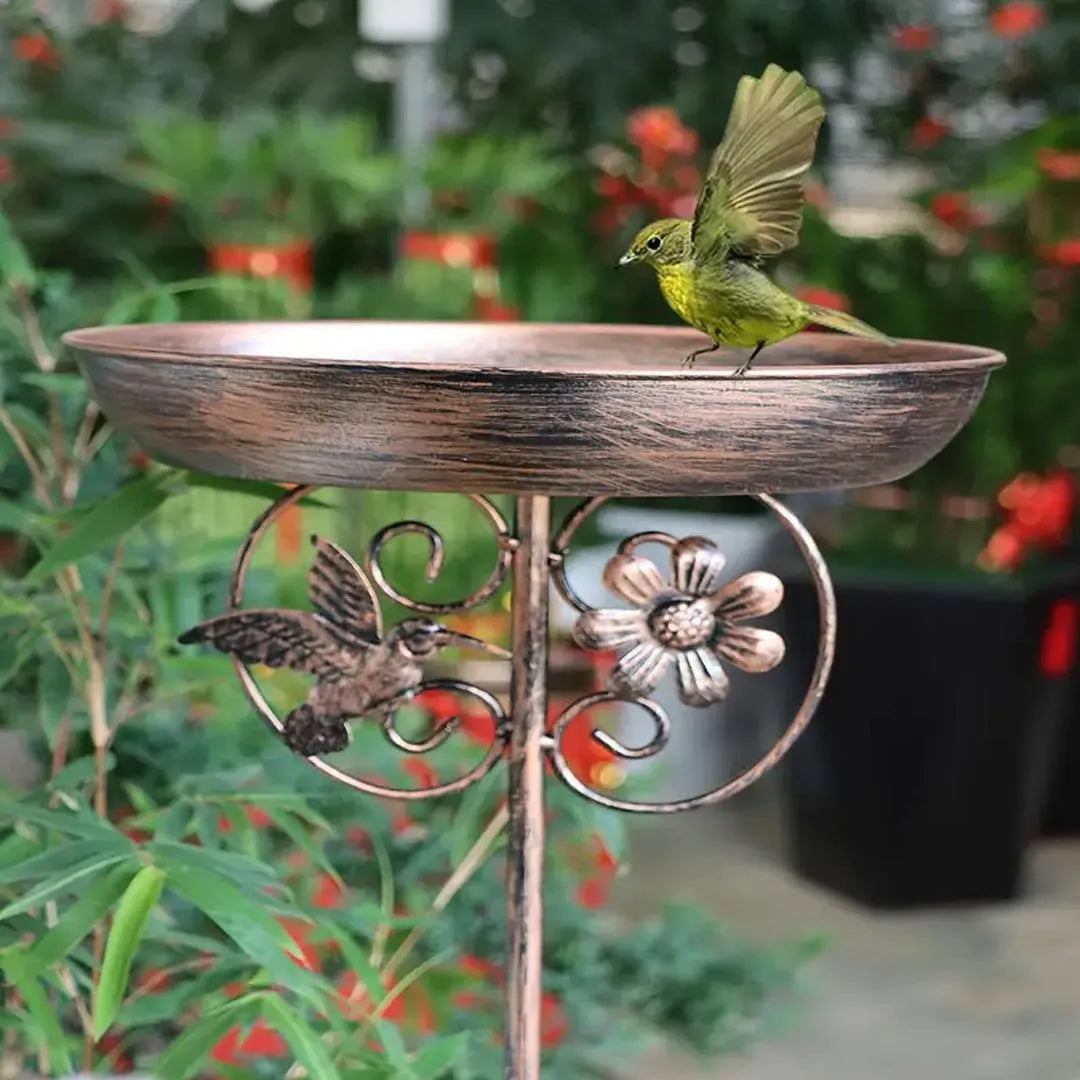 Vintage Garden Metal Bird Bath - Outdoor Cast Iron Bird Feeder