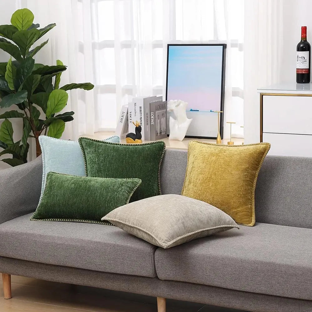 Set of 2 Chenille Cushion Covers – Modern Pillowcases for Sofa & Home Decor