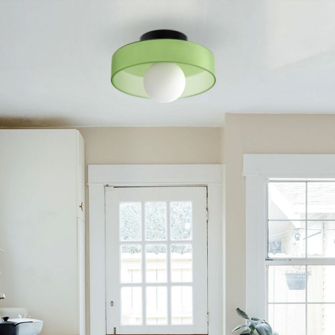 Modern Round Ceiling Light - Minimalist Glass LED Fixture with Customizable Colours