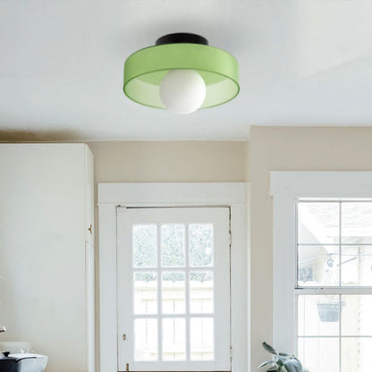 Modern Round Ceiling Light - Minimalist Glass LED Fixture with Customizable Colours
