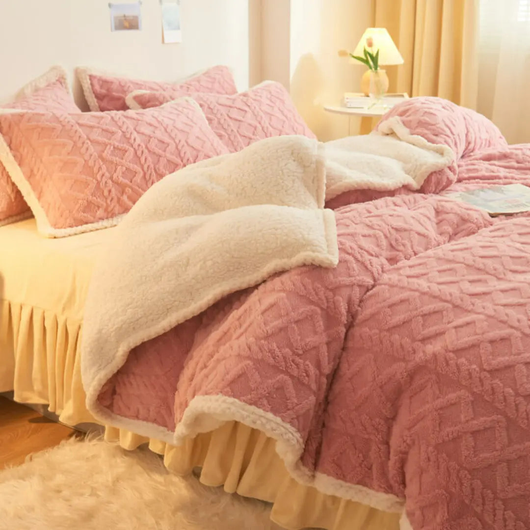 Luvora Sherpa Fleece Duvet Cover Set - 3-Piece Super Soft Warm Bedding with Pillowcases