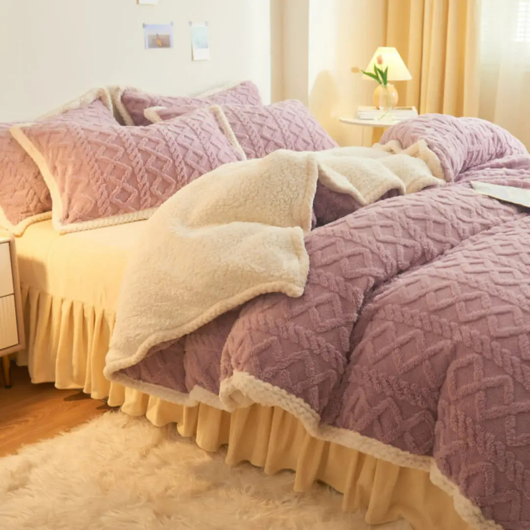 Luvora Sherpa Fleece Duvet Cover Set - 3-Piece Super Soft Warm Bedding with Pillowcases