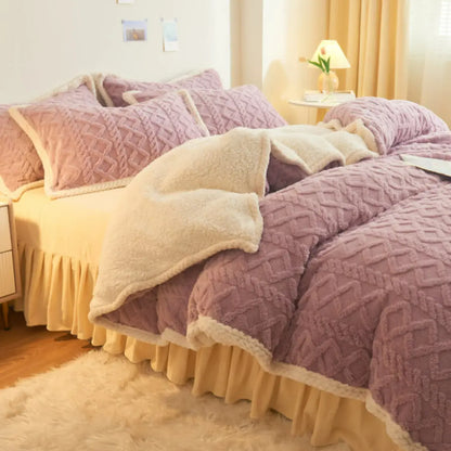 Luvora Sherpa Fleece Duvet Cover Set - 3-Piece Super Soft Warm Bedding with Pillowcases