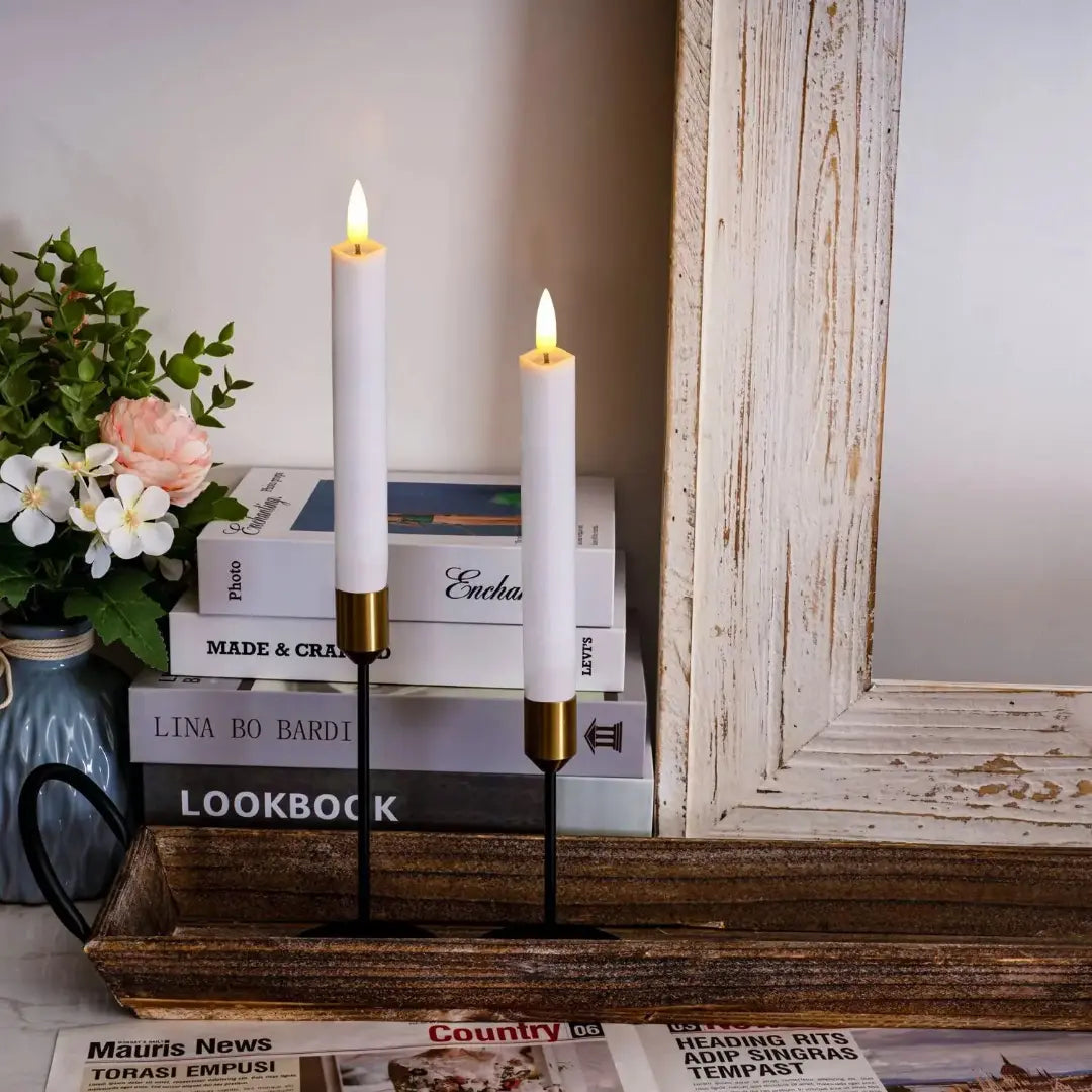 Set of 6 Flameless LED Taper Candles with Remote