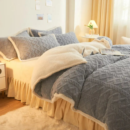 Luvora Sherpa Fleece Duvet Cover Set - 3-Piece Super Soft Warm Bedding with Pillowcases