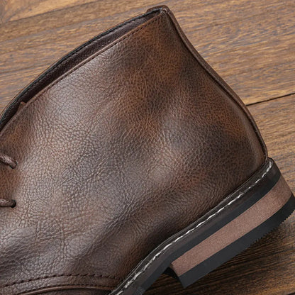 Men’s Classical Retro Leather Chukka - Turf Boots for Timeless Style