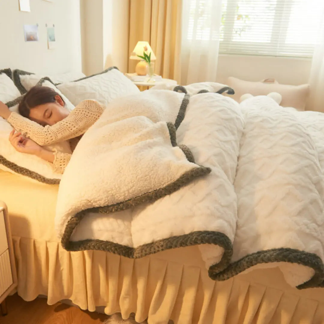 Luvora Sherpa Fleece Duvet Cover Set - 3-Piece Super Soft Warm Bedding with Pillowcases