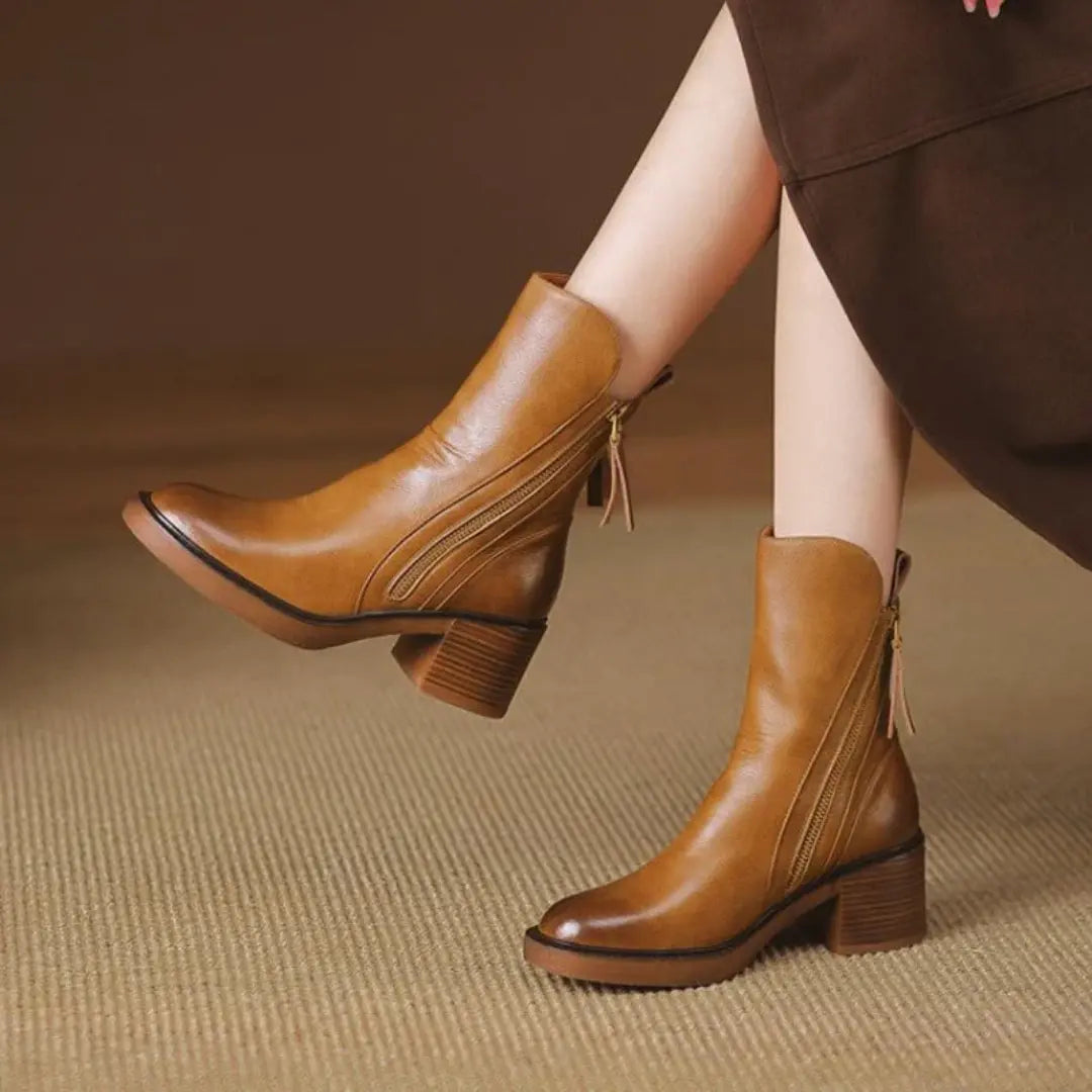 Monroe Leather Zip Ankle Boots