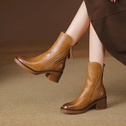 Monroe Leather Zip Ankle Boots