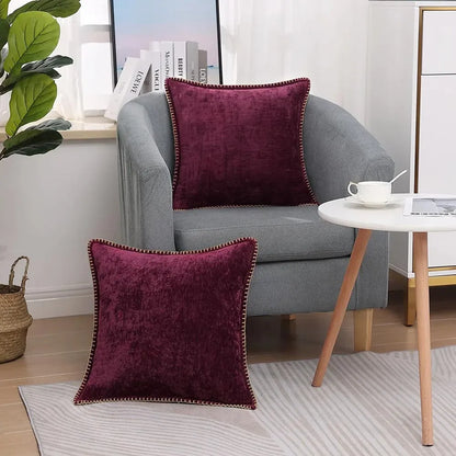 Set of 2 Chenille Cushion Covers – Modern Pillowcases for Sofa & Home Decor
