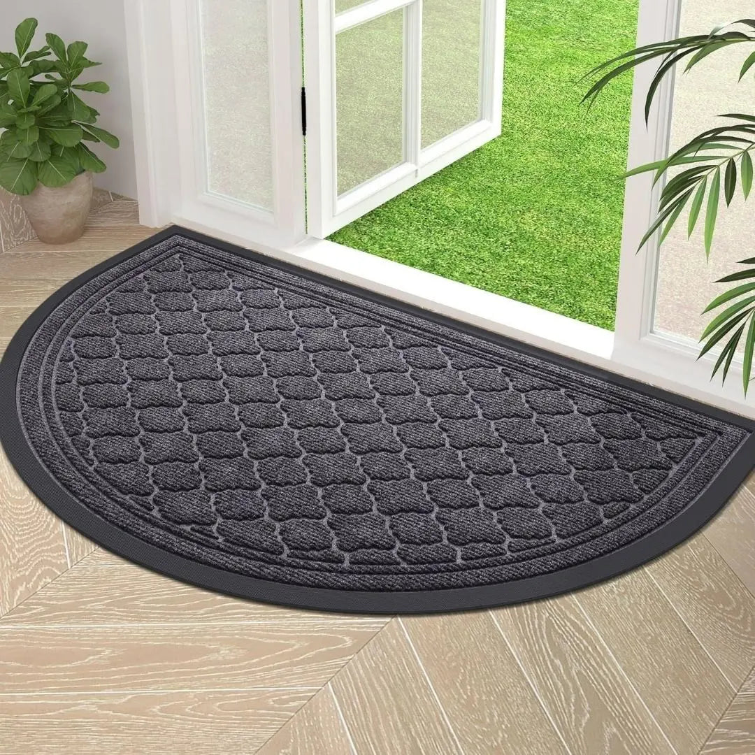 Calvo Half Moon Door Mat - Non-Slip Rubber Backing Heavy Duty Indoor and Outdoor Entrance Mat