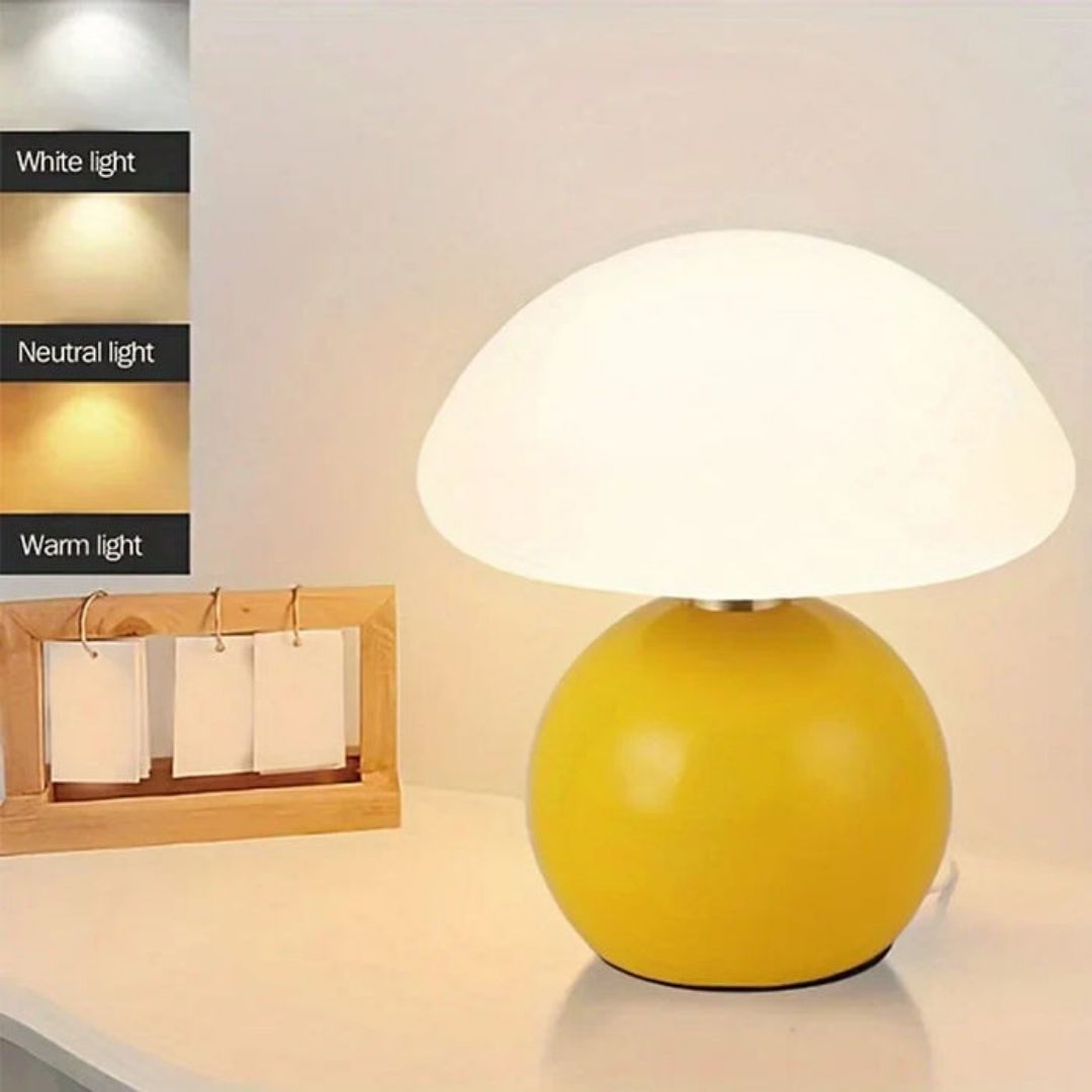 Pomelo Cream Ceramic Table Lamp - Bauhaus-Inspired Mushroom Light