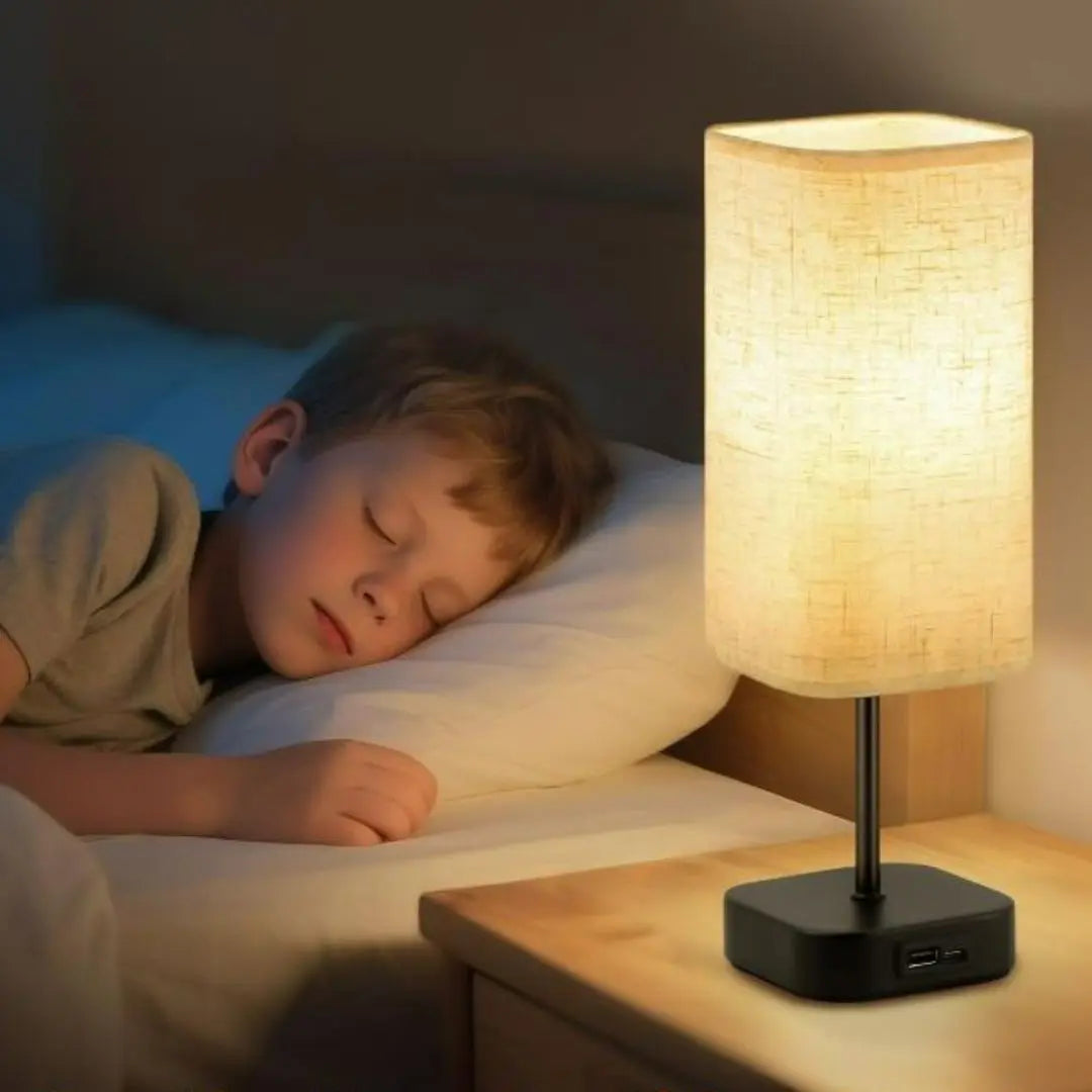 Bedside Table Lamp - 3-Way Dimmer with Touch Control and Dual USB Charging