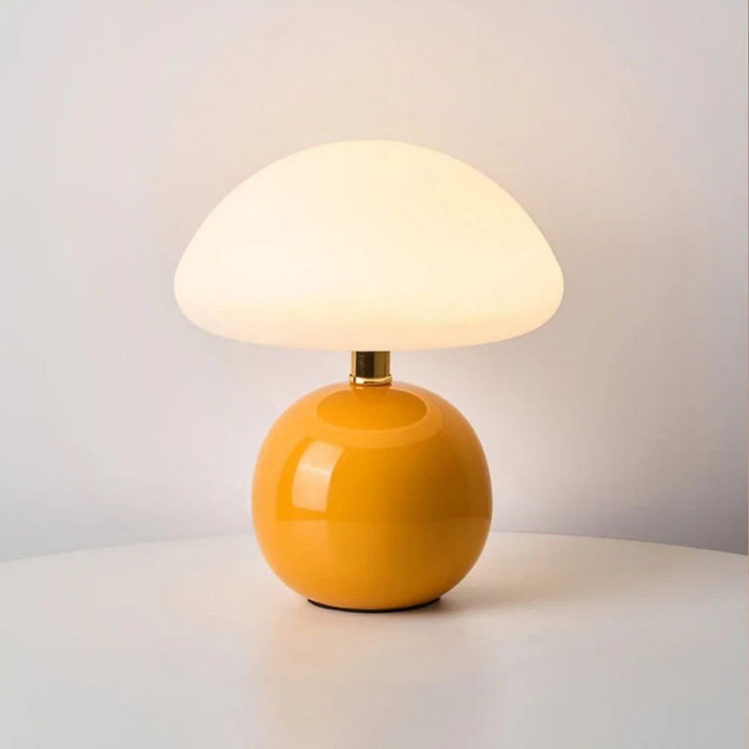 Pomelo Cream Ceramic Table Lamp - Bauhaus-Inspired Mushroom Light