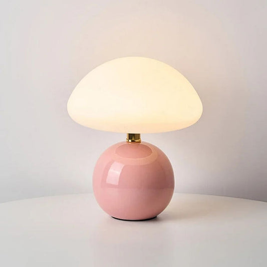 Pomelo Cream Ceramic Table Lamp - Bauhaus-Inspired Mushroom Light