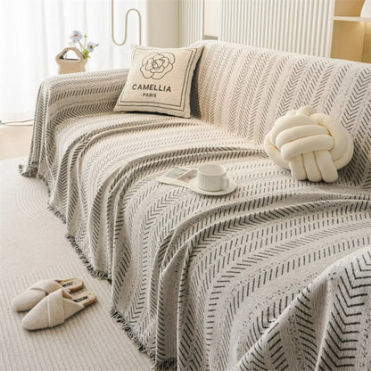 Lurevo Anti-Scratch Chenille Sofa Cover - Double-Sided Couch Protector with Elegant Herringbone Design