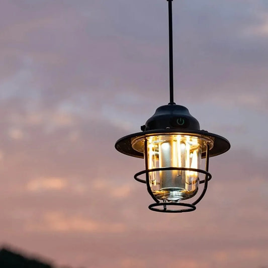 Retro Camping Lamp - Vintage LED Lantern for Outdoors