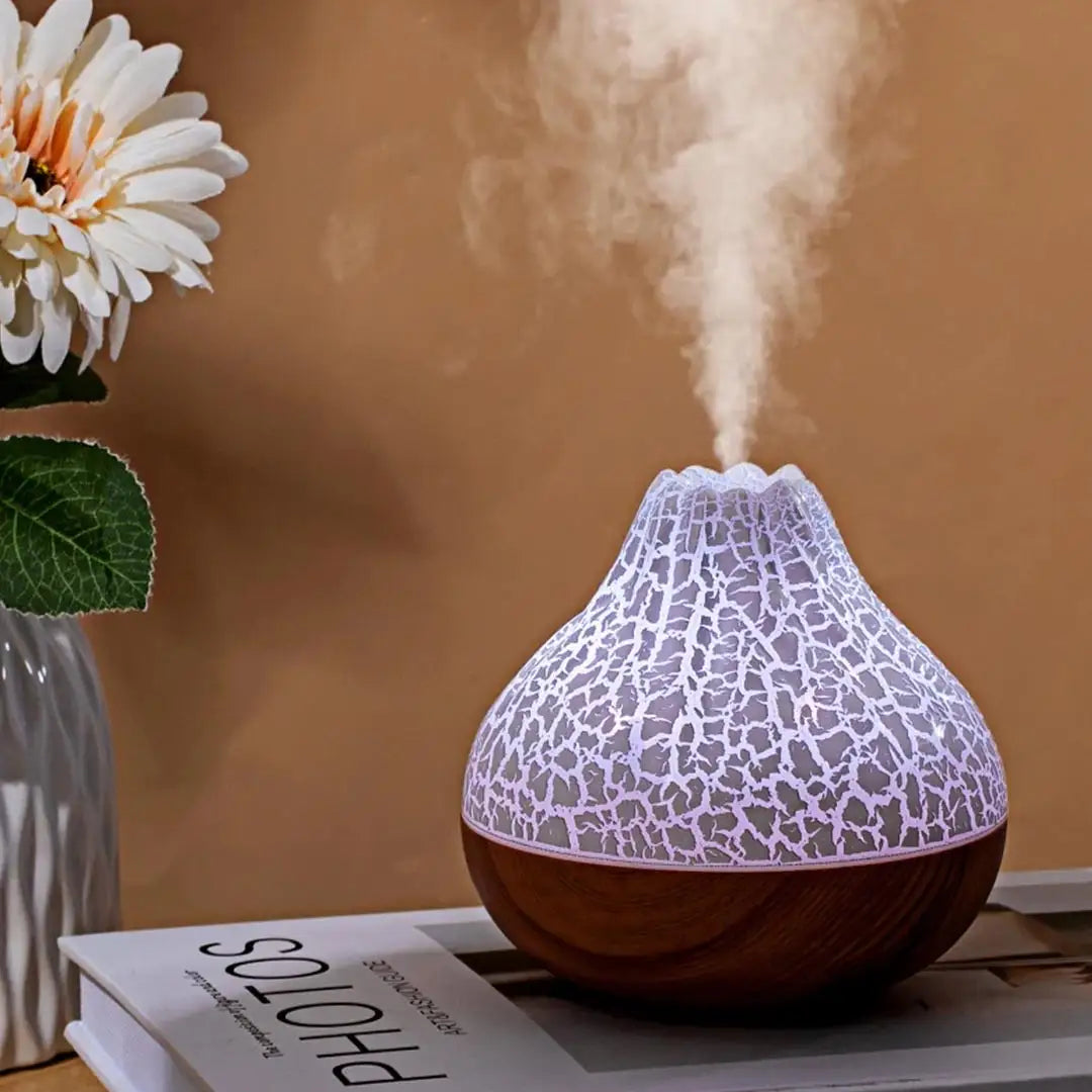 Volcano Air Humidifier 300ml - USB Mist Air Humidifier with LED Ambient Light