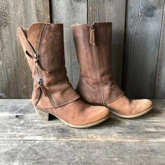 Lily Mid-Calf Leather Boots
