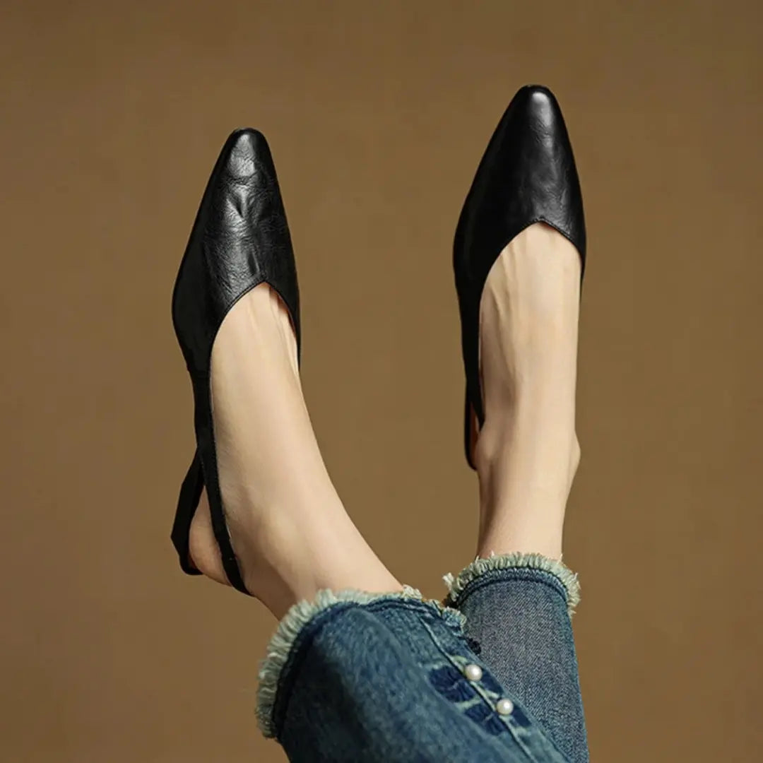 Aveline Genuine Leather Slingback Flats