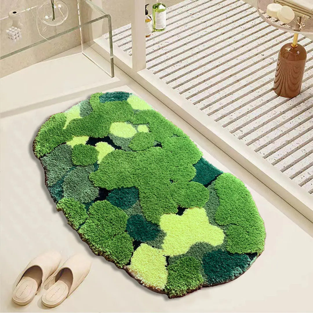 Mossora 3D Irregular Moss Bath Rug - Absorbent Non-Slip Microfiber Bathroom Mat