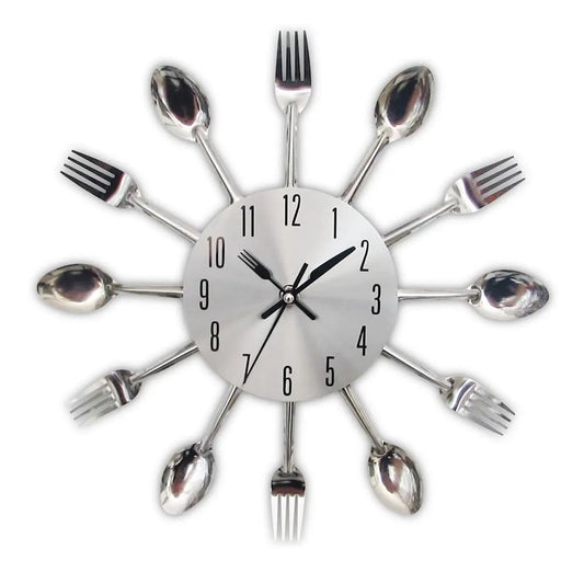 Timelike 3D Removable Modern Creative Cutlery Kitchen Spoon Fork Wall Clock